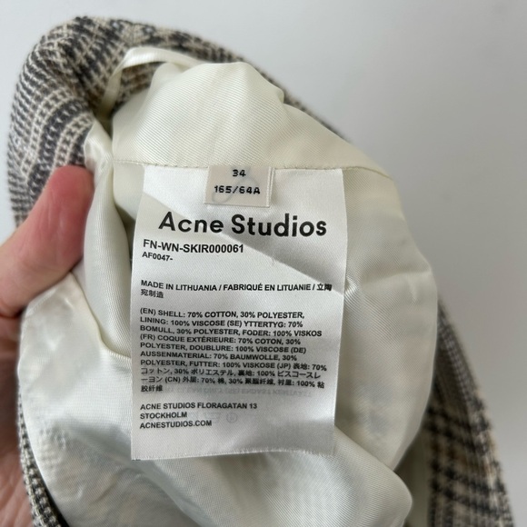 Acne Studios Beige Plaid Cotton Mini Wrap Skirt S - Picture 11 of 16